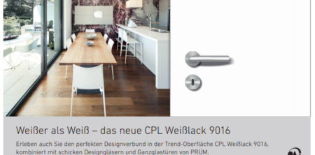 Tür+Beschlag, CPL Weißlack 9016