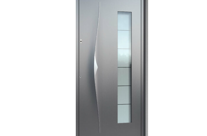 Pirnar-alu-eingangstuer-premium-6018-eleganter-aussengriff-9619-satinato-glas